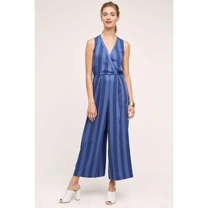 Anthropologie Nomad By Morgan Carper Marina Jumpsuit NWT Womens L Blue Wide Leg